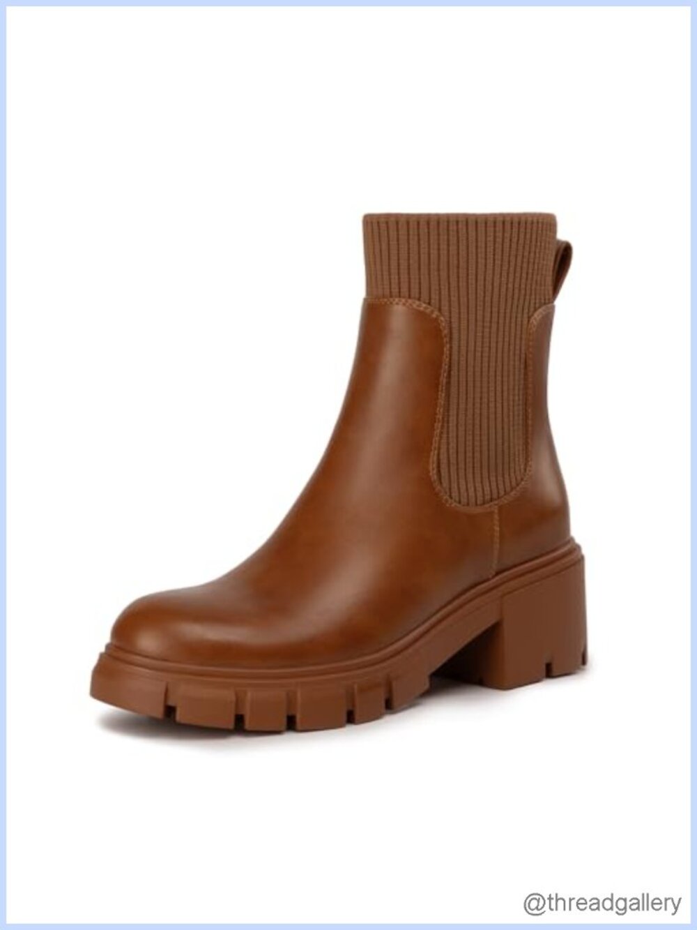 Women's Chunky Platform Chelsea Ankle Boots PU/Suede Lug Sole